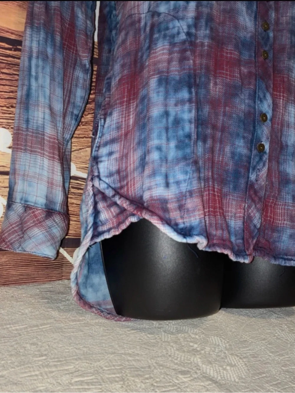 Free People Red & Blue Plaid Button-Down Shirt (900878) 🌼 ✌️